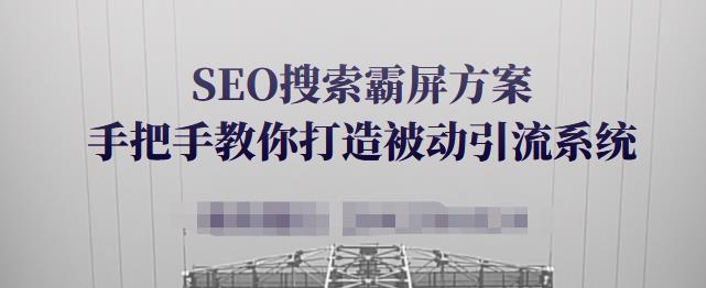 SEO搜索霸屏方案，手把手教你打造被动引流系统【视频课程】轻创网-网创项目资源站-副业项目-创业项目-搞钱项目轻创网