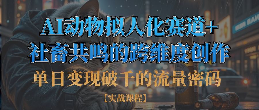 单日变现破千的流量密码,AI动物拟人化赛道+社畜共鸣的跨维度创作轻创网-网创项目资源站-副业项目-创业项目-搞钱项目轻创网