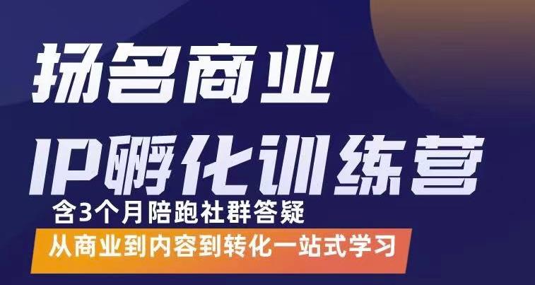杨名商业IP孵化训练营，从商业到内容到转化一站式学 价值5980元轻创网-网创项目资源站-副业项目-创业项目-搞钱项目轻创网