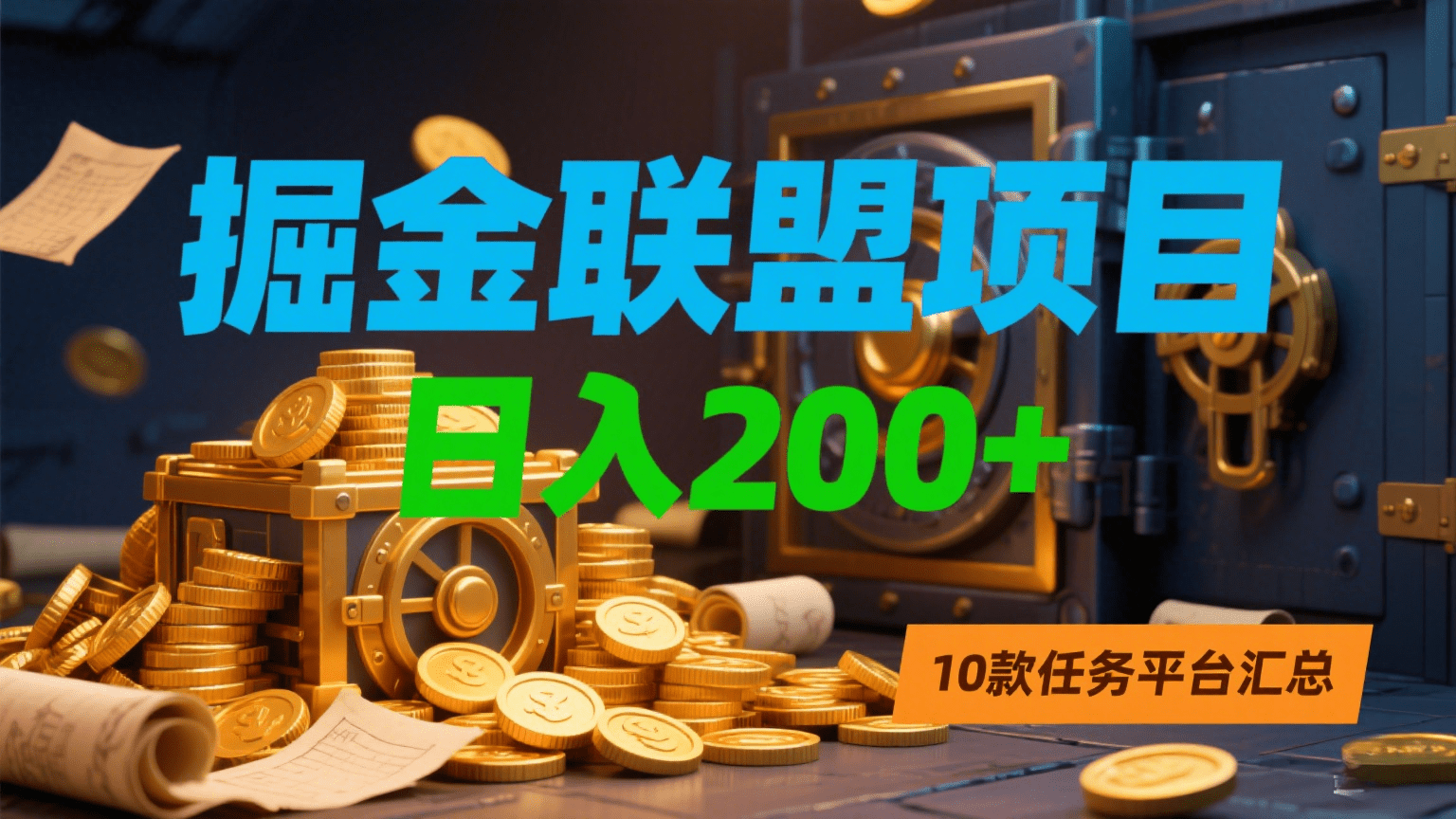 掘金联盟项目，日入200+，10款任务平台汇总轻创网-网创项目资源站-副业项目-创业项目-搞钱项目轻创网