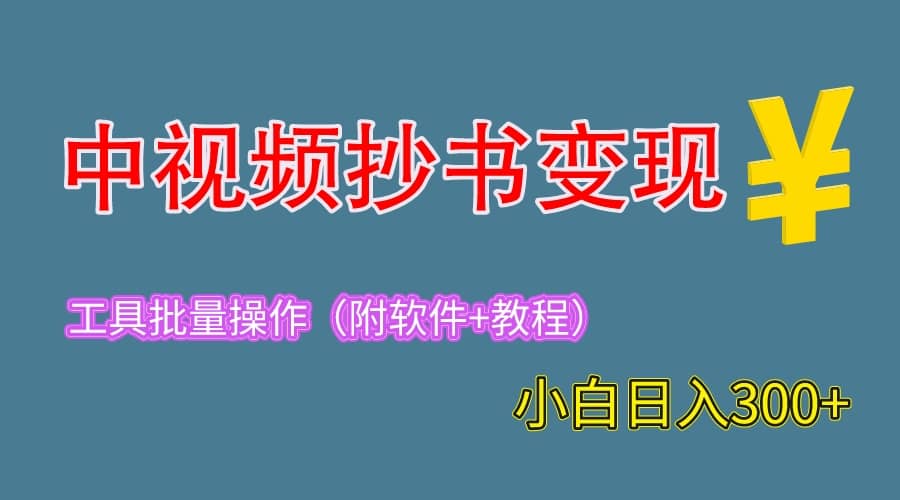 2023中视频抄书变现（附工具+教程），一天300+，特别适合新手操作的副业轻创网-网创项目资源站-副业项目-创业项目-搞钱项目轻创网