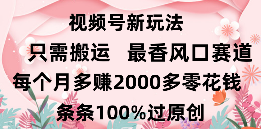 日入2000+,条条100%过原创,视频号最香风口赛道,小白轻松上手轻创网-网创项目资源站-副业项目-创业项目-搞钱项目轻创网
