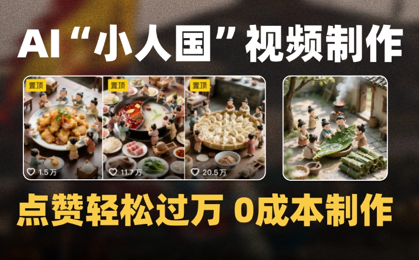 爆款1000W+微缩景观迷你小人国AI视频，0成本制作全流程教学轻创网-网创项目资源站-副业项目-创业项目-搞钱项目轻创网