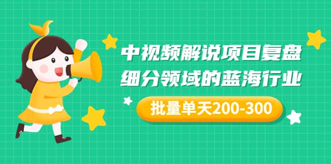 某付费文章：中视频解说项目复盘：细分领域的蓝海行业 批量单天200-300收益轻创网-网创项目资源站-副业项目-创业项目-搞钱项目轻创网
