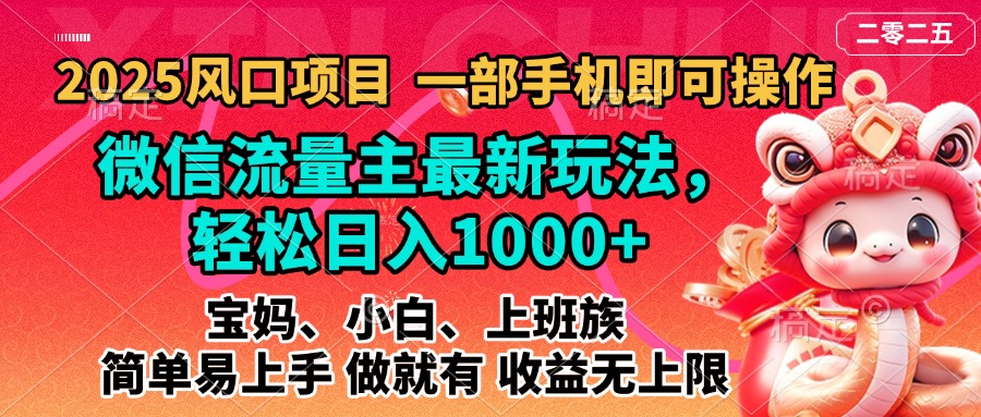 2025蓝海风口项目,微信流量主最新玩法,轻松日入1000+,简单易上手,做就有 收益无上限轻创网-网创项目资源站-副业项目-创业项目-搞钱项目轻创网