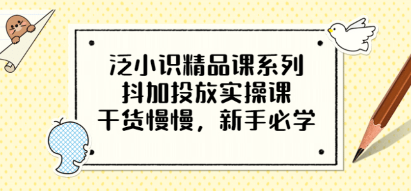 泛小识精品课系列：抖加投放实操课，干货慢慢，新手必学（12节视频课）轻创网-网创项目资源站-副业项目-创业项目-搞钱项目轻创网