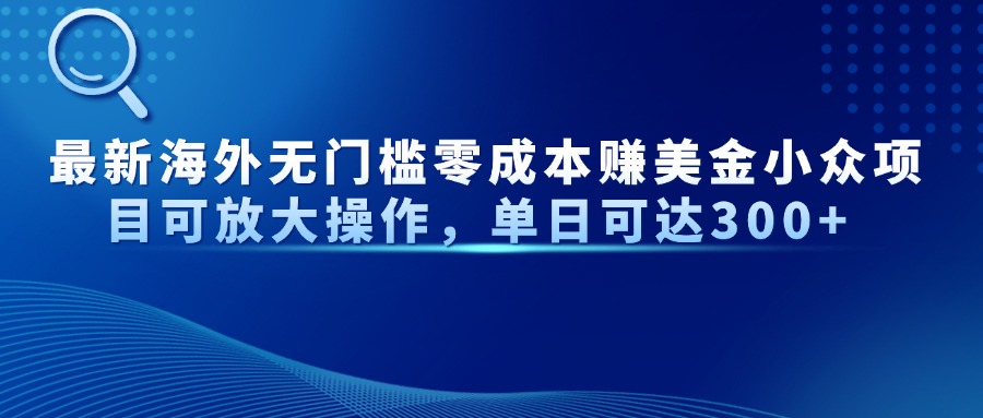 最新海外无门槛美金小众项目可放大操作，单日可达300+轻创网-网创项目资源站-副业项目-创业项目-搞钱项目轻创网