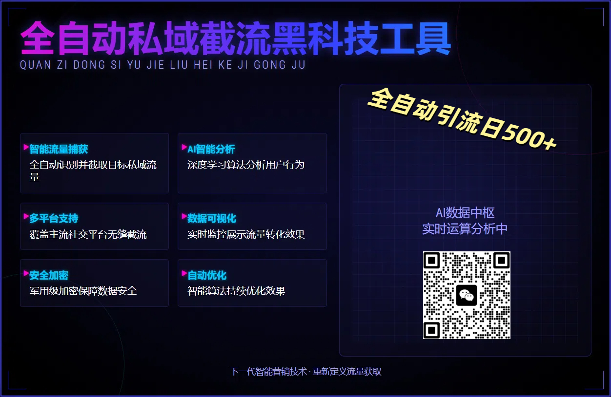 全自动私域截流黑科技工具——全自动引流日500+轻创网-网创项目资源站-副业项目-创业项目-搞钱项目轻创网