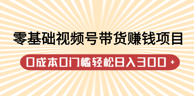 零基础视频号带货赚钱项目，0成本0门槛轻松日入300+【视频教程】轻创网-网创项目资源站-副业项目-创业项目-搞钱项目轻创网