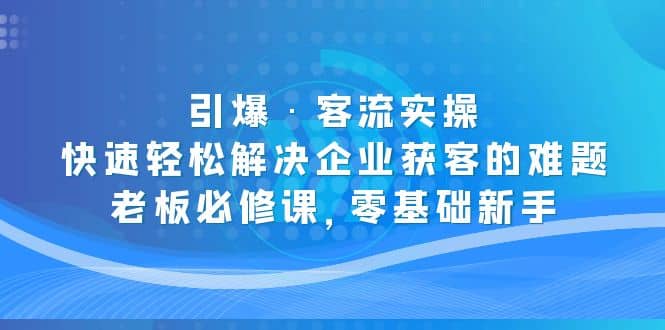 引爆·客流实操：快速轻松解决企业获客的难题，老板必修课，零基础新手轻创网-网创项目资源站-副业项目-创业项目-搞钱项目轻创网