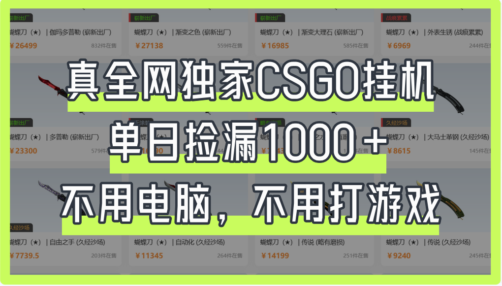真全网独家CSGO挂机，单日捡漏1000+轻创网-网创项目资源站-副业项目-创业项目-搞钱项目轻创网