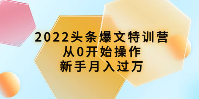 2022头条爆文特训营：从0开始操作，新手月入过万（16节课时）轻创网-网创项目资源站-副业项目-创业项目-搞钱项目轻创网