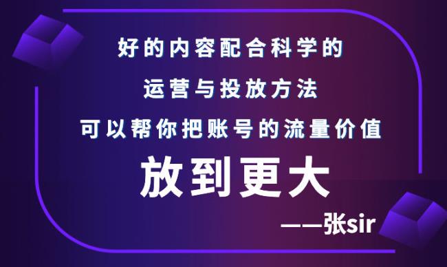 张sir账号流量增长课，告别海王流量，让你的流量更精准轻创网-网创项目资源站-副业项目-创业项目-搞钱项目轻创网