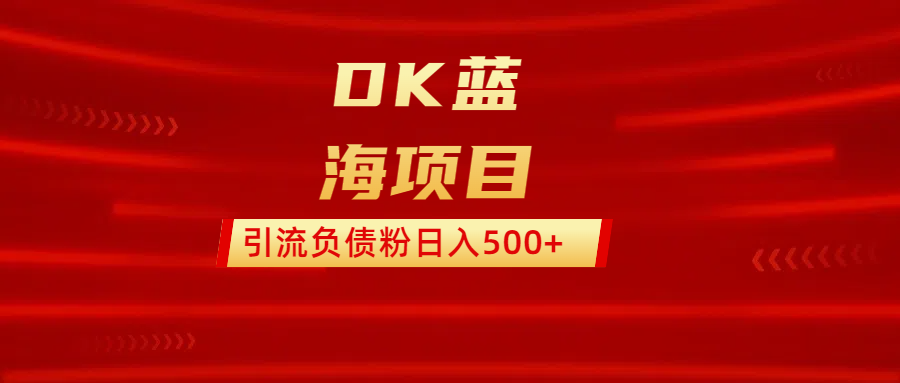 DK蓝海项目  通过，抖音，快手，小红书，引流负债粉日入500+轻创网-网创项目资源站-副业项目-创业项目-搞钱项目轻创网
