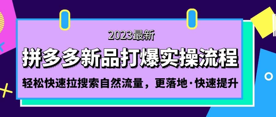 拼多多-新品打爆实操流程：轻松快速拉搜索自然流量，更落地·快速提升轻创网-网创项目资源站-副业项目-创业项目-搞钱项目轻创网