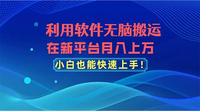 利用软件无脑搬运，在新平台月入上万，小白也能快速上手轻创网-网创项目资源站-副业项目-创业项目-搞钱项目轻创网