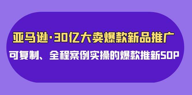亚马逊30亿·大卖爆款新品推广，可复制、全程案例实操的爆款推新SOP轻创网-网创项目资源站-副业项目-创业项目-搞钱项目轻创网