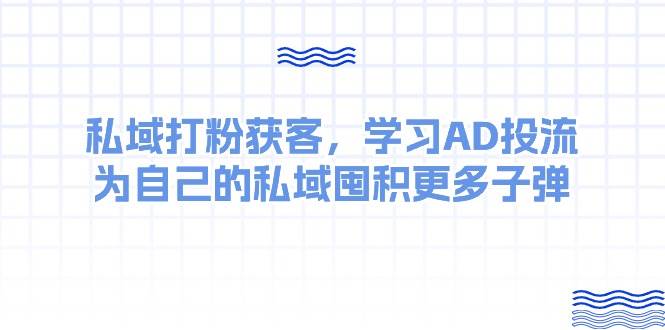 某收费课：私域打粉获客，学习AD投流，为自己的私域囤积更多子弹轻创网-网创项目资源站-副业项目-创业项目-搞钱项目轻创网