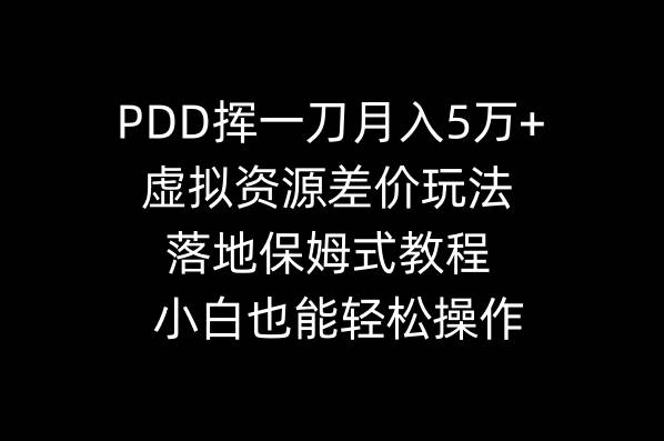 PDD挥一刀月入5万+，虚拟资源差价玩法，落地保姆式教程，小白也能轻松操作轻创网-网创项目资源站-副业项目-创业项目-搞钱项目轻创网