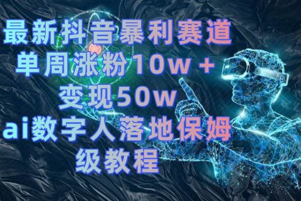 最新抖音暴利赛道，单周涨粉10w＋变现50w的ai数字人落地保姆级教程轻创网-网创项目资源站-副业项目-创业项目-搞钱项目轻创网