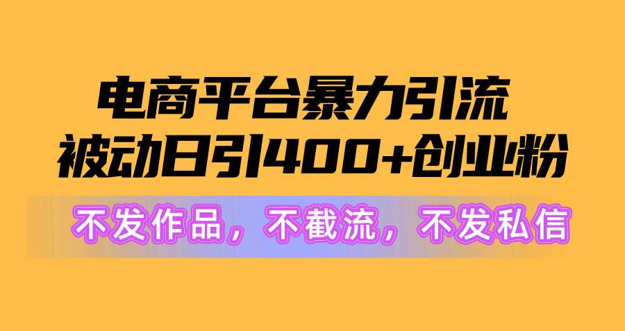 电商平台暴力引流,被动日引400+创业粉不发作品，不截流，不发私信轻创网-网创项目资源站-副业项目-创业项目-搞钱项目轻创网
