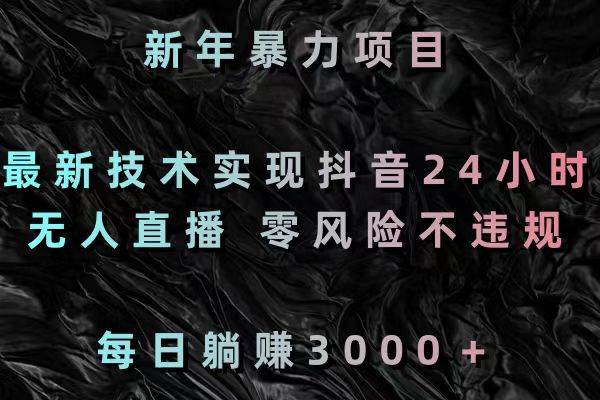 新年暴力项目，最新技术实现抖音24小时无人直播 零风险不违规 每日躺赚3000轻创网-网创项目资源站-副业项目-创业项目-搞钱项目轻创网