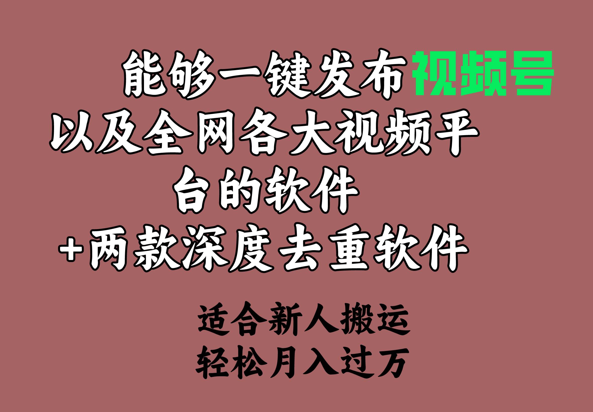能够一键发布视频号以及全网各大视频平台的软件+两款深度去重软件 适合…轻创网-网创项目资源站-副业项目-创业项目-搞钱项目轻创网