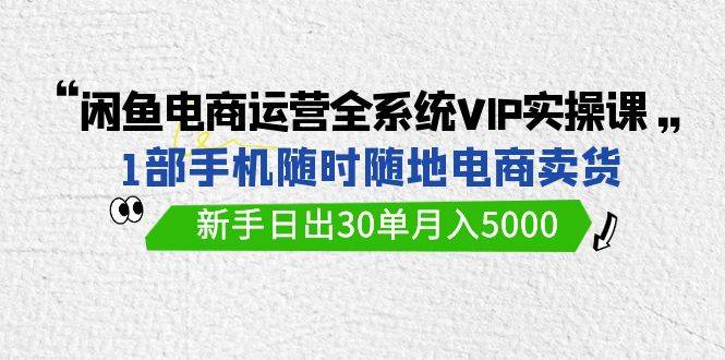 闲鱼电商运营全系统VIP实战课，1部手机随时随地卖货，新手日出30单月入5000轻创网-网创项目资源站-副业项目-创业项目-搞钱项目轻创网