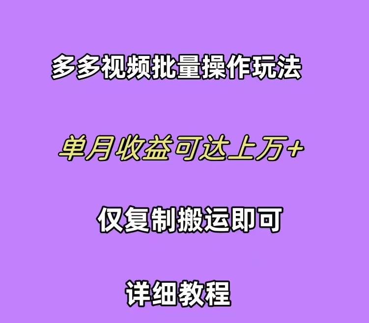 拼多多视频带货快速过爆款选品教程 每天轻轻松松赚取三位数佣金 小白必…轻创网-网创项目资源站-副业项目-创业项目-搞钱项目轻创网
