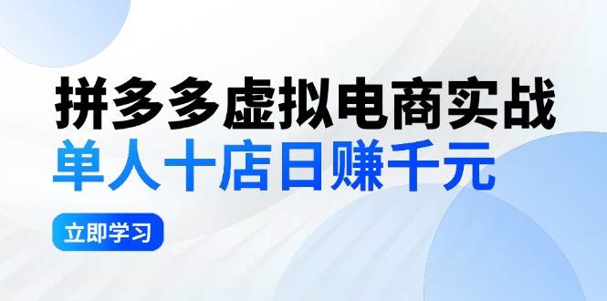 拼夕夕虚拟电商实战：单人10店日赚千元，深耕老项目，稳定盈利不求风口轻创网-网创项目资源站-副业项目-创业项目-搞钱项目轻创网