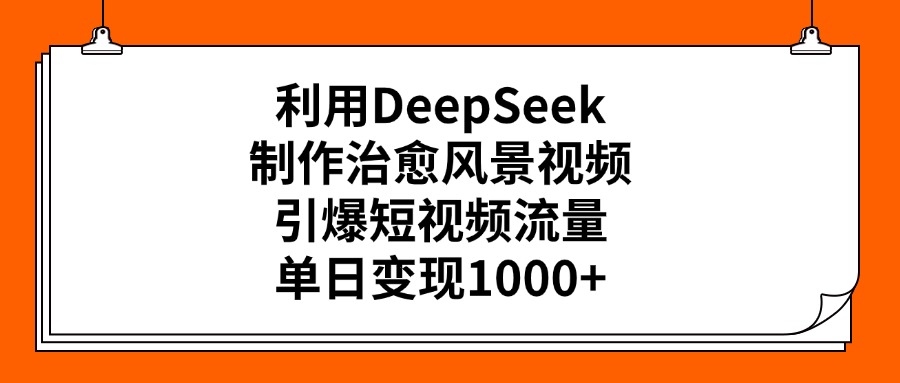 利用DeepSeek制作，治愈风景视频，引爆短视频流量，单日变现1000+轻创网-网创项目资源站-副业项目-创业项目-搞钱项目轻创网