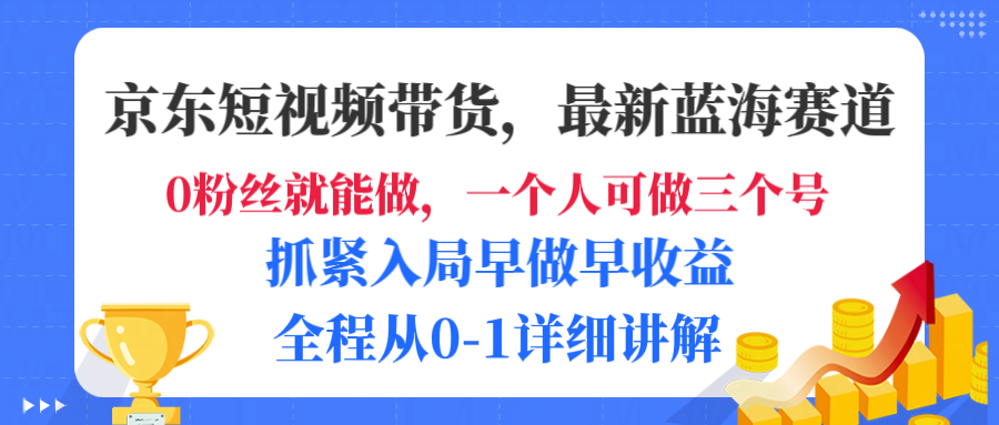京东短视频带货,最新蓝海赛道,发视频长尾流量,未来几年躺赚被动收益,全程从0-1详细讲解轻创网-网创项目资源站-副业项目-创业项目-搞钱项目轻创网