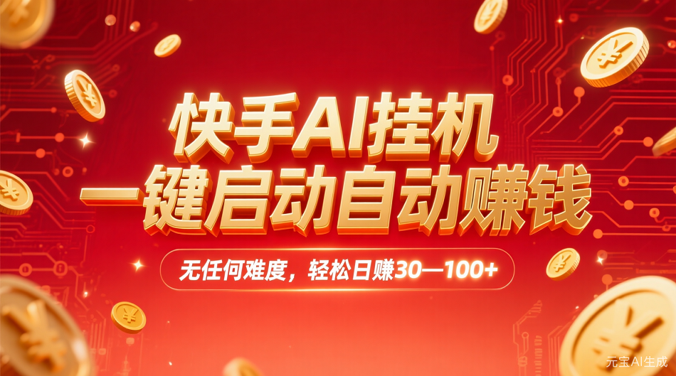快手AI，一键启动自动赚钱 无任何难度，轻松一天30—100+轻创网-网创项目资源站-副业项目-创业项目-搞钱项目轻创网