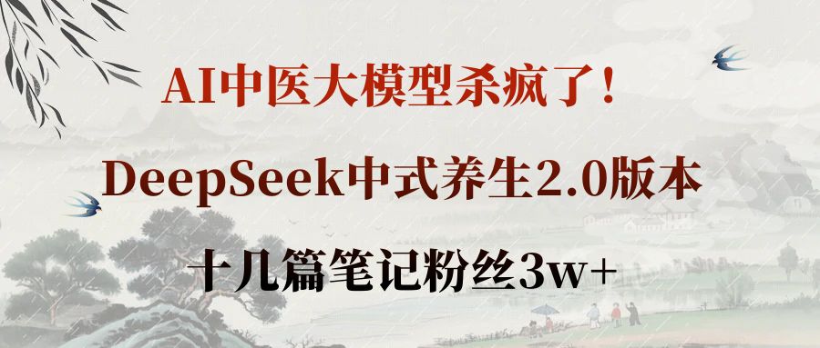 AI中医大模型杀疯了！DeepSeek中式养生2.0版本，十几篇笔记粉丝3w+轻创网-网创项目资源站-副业项目-创业项目-搞钱项目轻创网