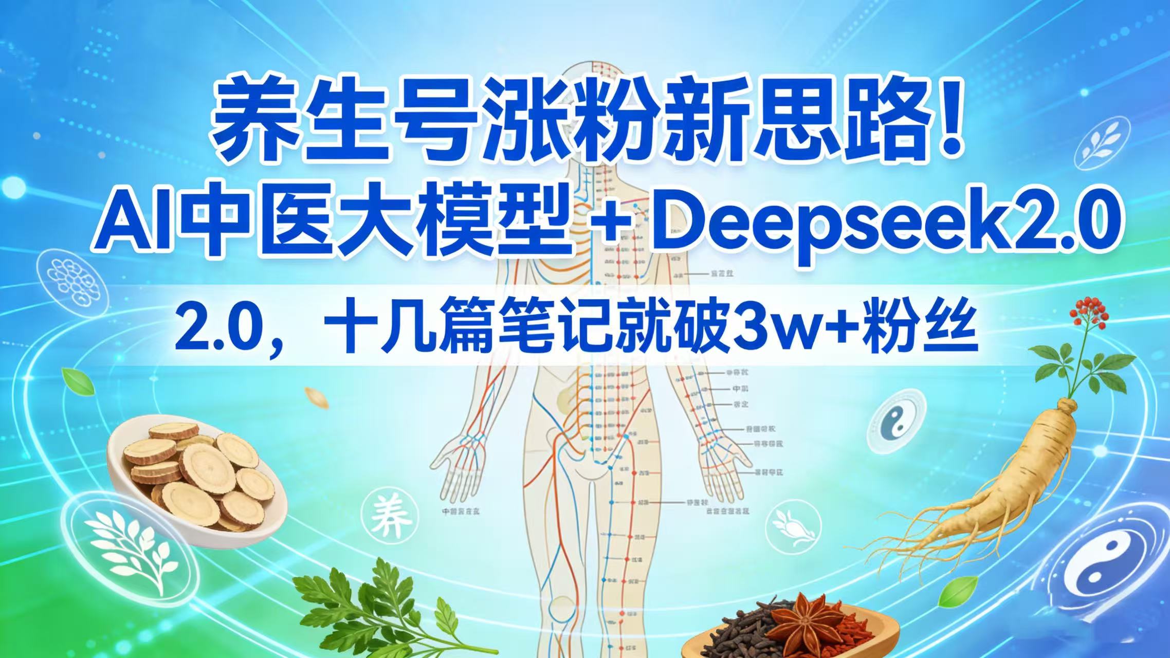 养生号涨粉新思路！AI 中医大模型 + Deepseek 2.0，十几篇笔记就破 3w + 粉丝轻创网-网创项目资源站-副业项目-创业项目-搞钱项目轻创网