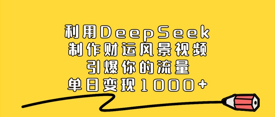 利用DeepSeek制作财运风景视频，做出爆款视频，单日变现1000+轻创网-网创项目资源站-副业项目-创业项目-搞钱项目轻创网