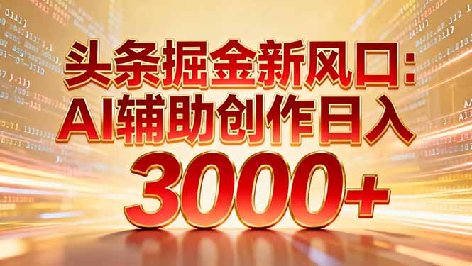 头条掘金新风口：AI辅助创作日入3000+，矩阵玩法当天启动隔天见效轻创网-网创项目资源站-副业项目-创业项目-搞钱项目轻创网