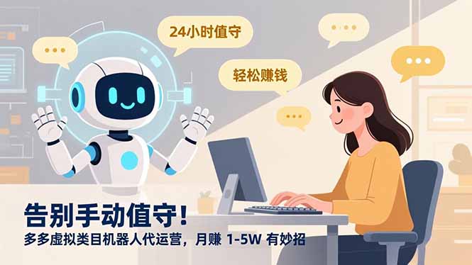 告别手动值守！多多虚拟类目机器人代运营，月赚 1-5W 有妙招轻创网-网创项目资源站-副业项目-创业项目-搞钱项目轻创网