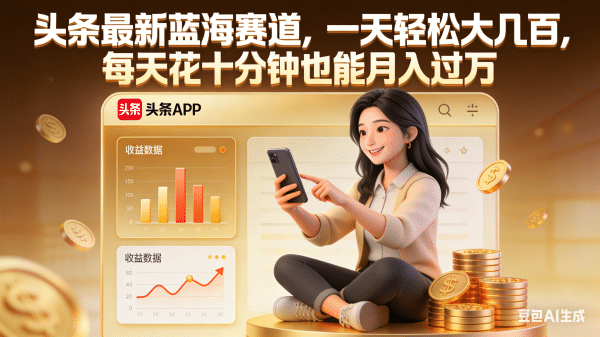 头条最新蓝海赛道，一天轻松大几百，每天花十分钟也能月入过万轻创网-网创项目资源站-副业项目-创业项目-搞钱项目轻创网