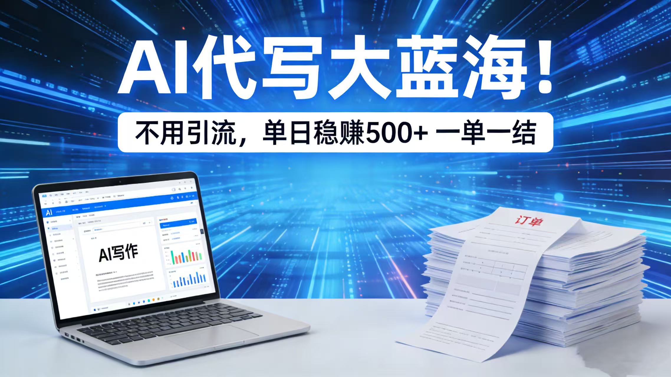 AI 代写大蓝海！不用引流，单日稳赚 500 + 一单一结轻创网-网创项目资源站-副业项目-创业项目-搞钱项目轻创网